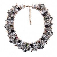 Seeki Aurora Borealis Crystal Cluster Statement Necklace